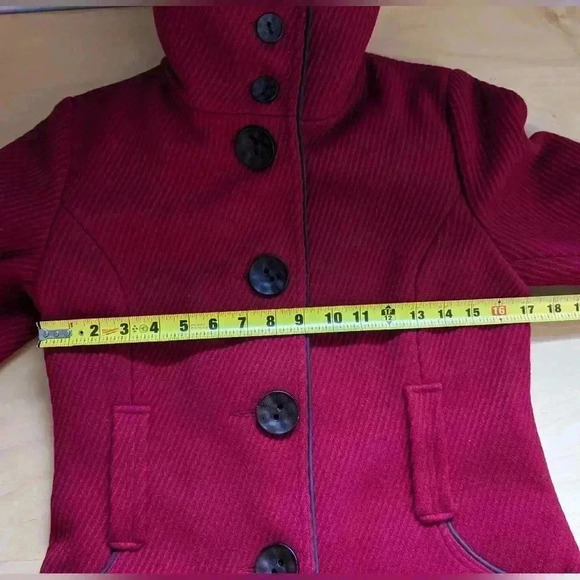 SOÏA & KYO women Pea  Coat red color size small Made in Canada Wool+Nylon - Picture 11 of 12